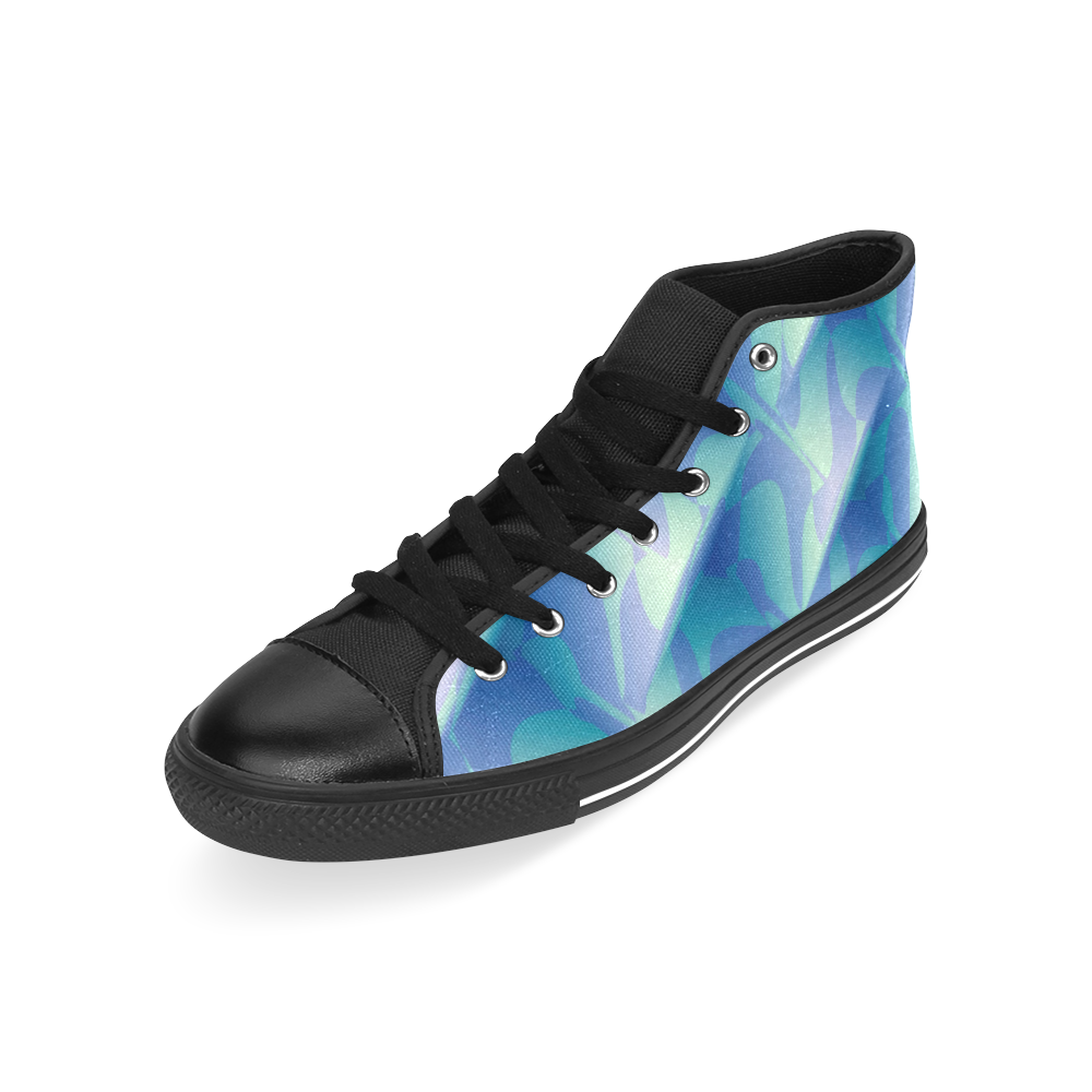 Subtle Blue Cubik - Jera Nour Men’s Classic High Top Canvas Shoes /Large Size (Model 017)