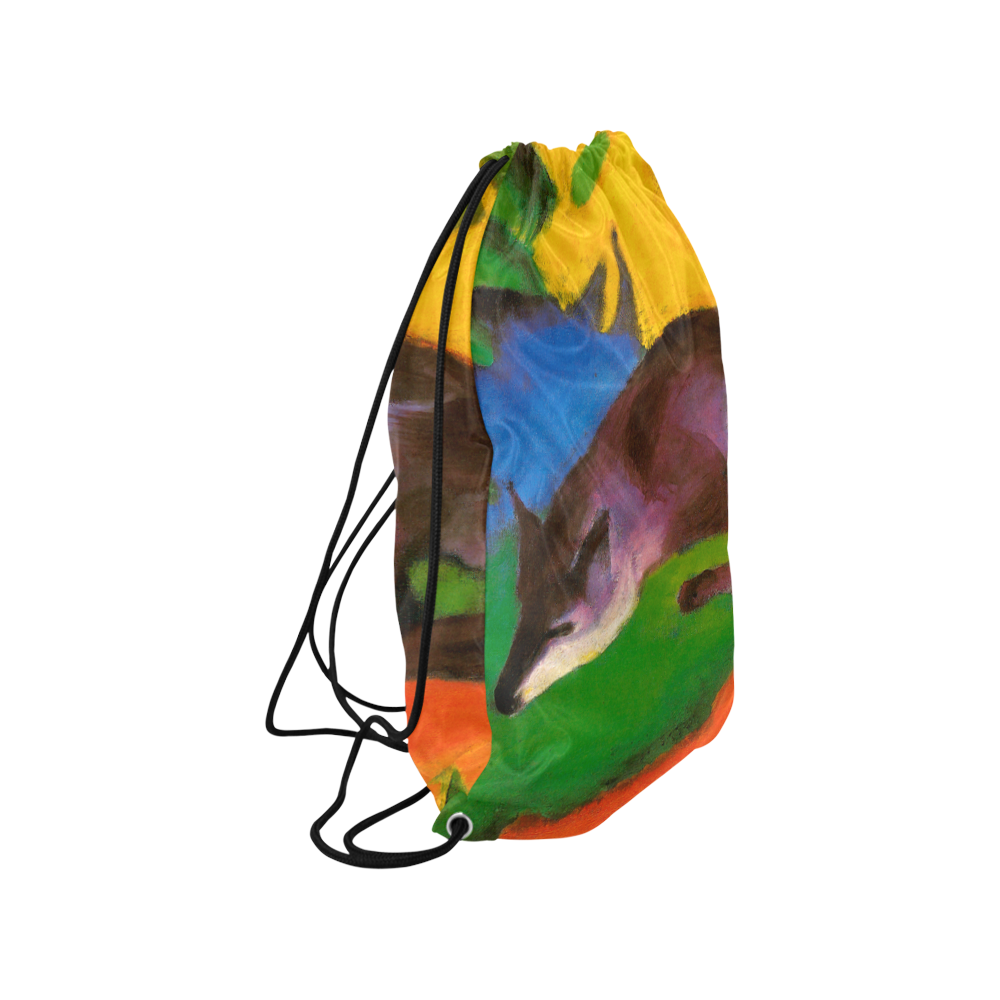 Black Fox by Franz Marc Medium Drawstring Bag Model 1604 (Twin Sides) 13.8"(W) * 18.1"(H)