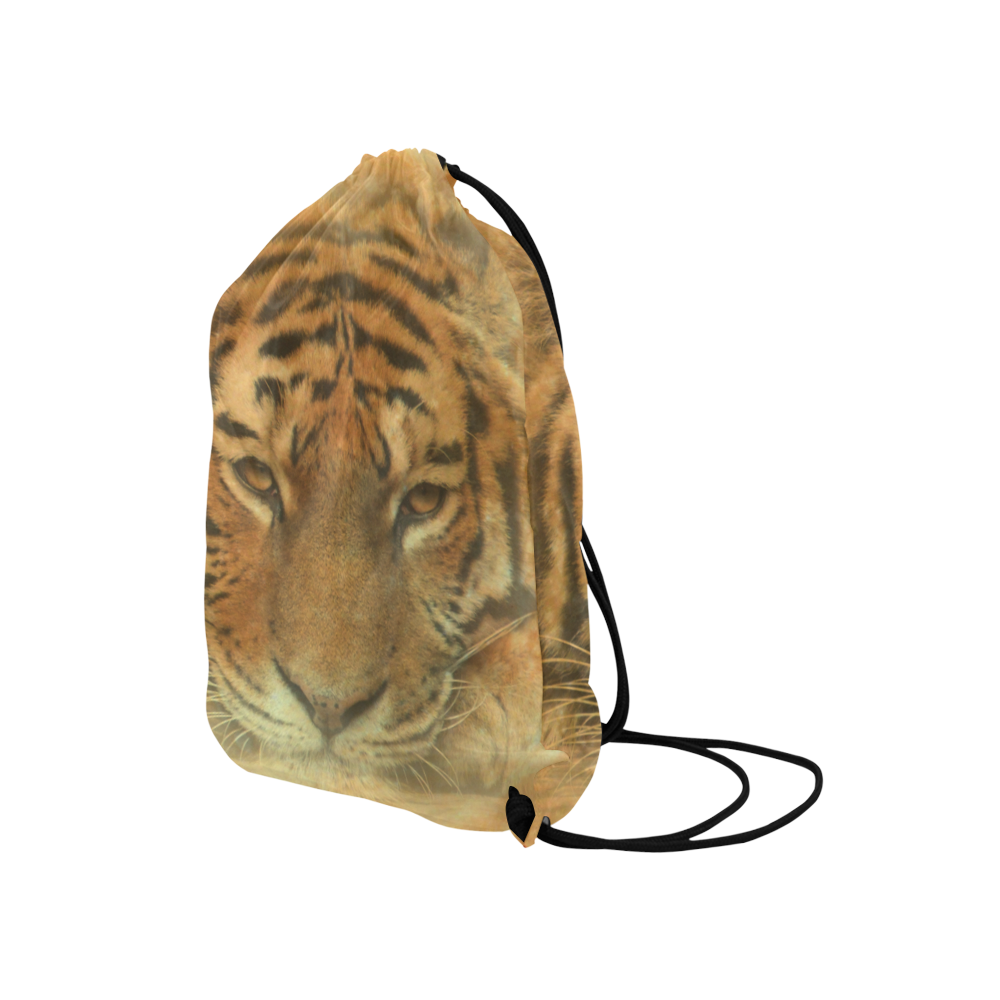 Tiger In The Moon Medium Drawstring Bag Model 1604 (Twin Sides) 13.8"(W) * 18.1"(H)