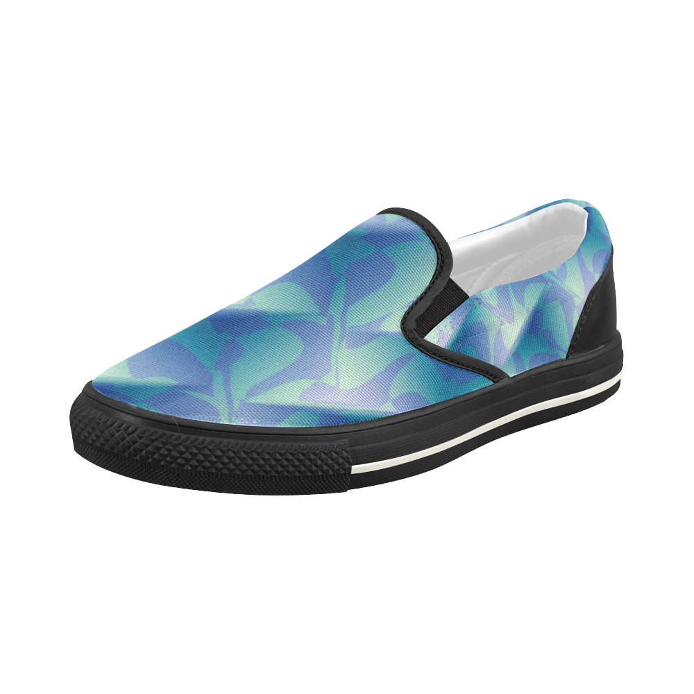 Subtle Blue Cubik - Jera Nour Women's Slip-on Canvas Shoes (Model 019)