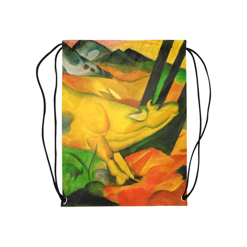 The Yellow Cow by Franz Marc Medium Drawstring Bag Model 1604 (Twin Sides) 13.8"(W) * 18.1"(H)