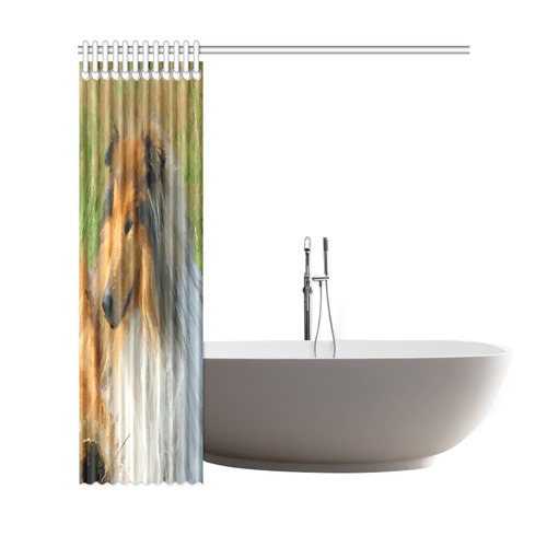 Collie Dog in Grassy Field Shower Curtain 69"x72"