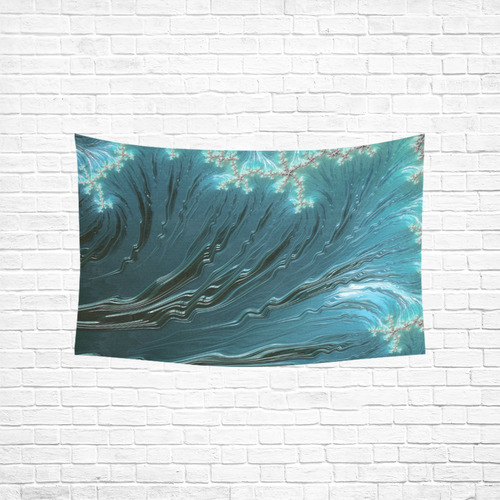 Big Wave Fine Fractal Ocean Wave Cotton Linen Wall Tapestry 60"x 40"