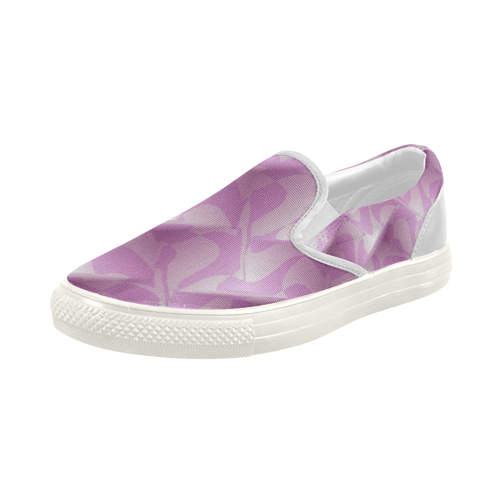 Subtle Light Purple Cubik - Jera Nour Women's Slip-on Canvas Shoes (Model 019)