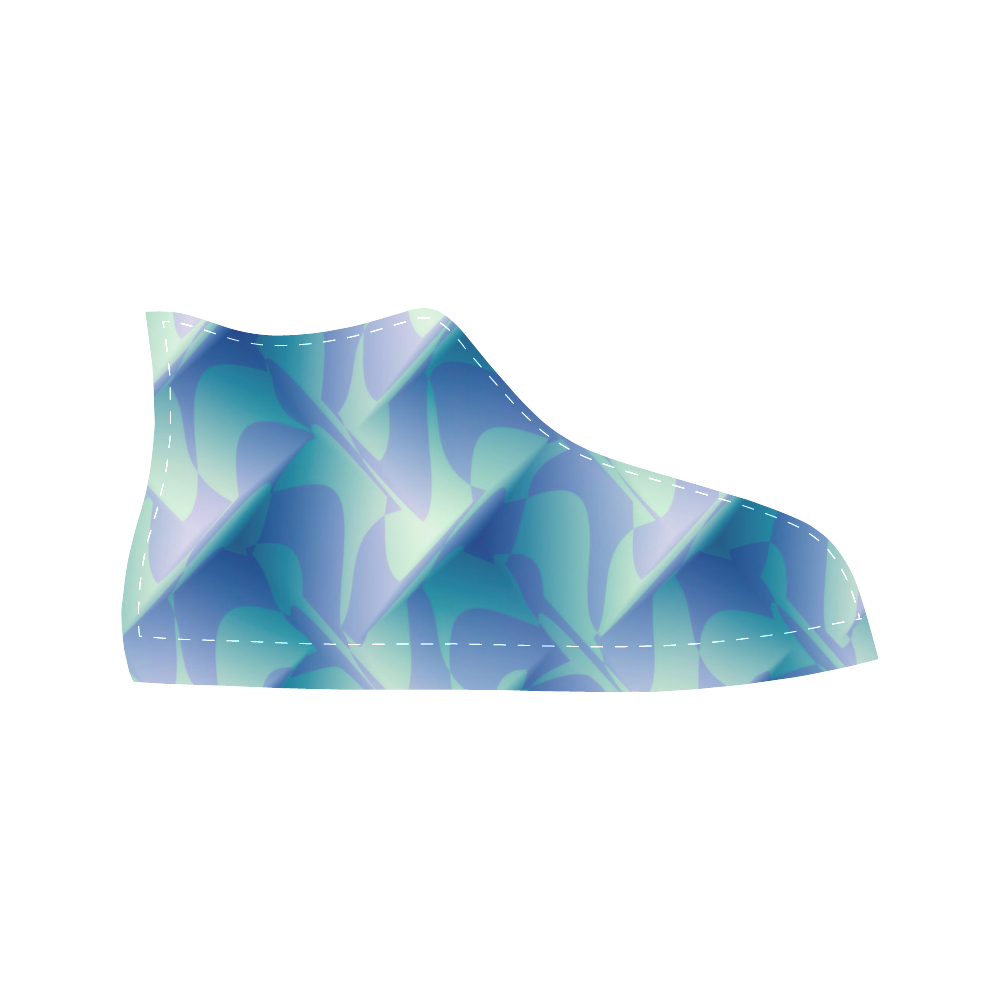 Subtle Blue Cubik - Jera Nour Aquila High Top Microfiber Leather Women's Shoes/Large Size (Model 032)
