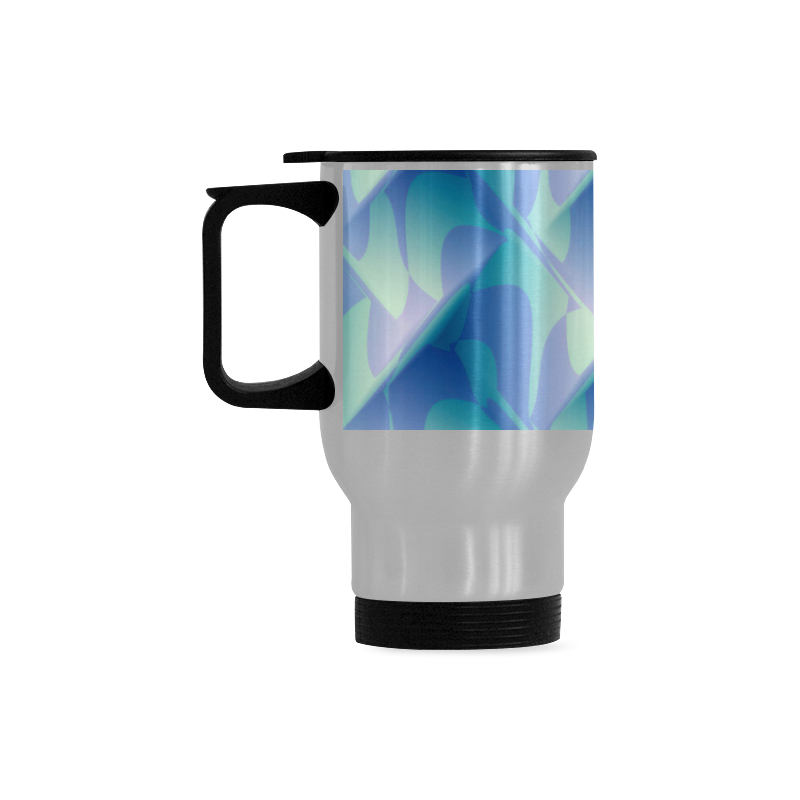 Subtle Blue Cubik - Jera Nour Travel Mug (Silver) (14 Oz)