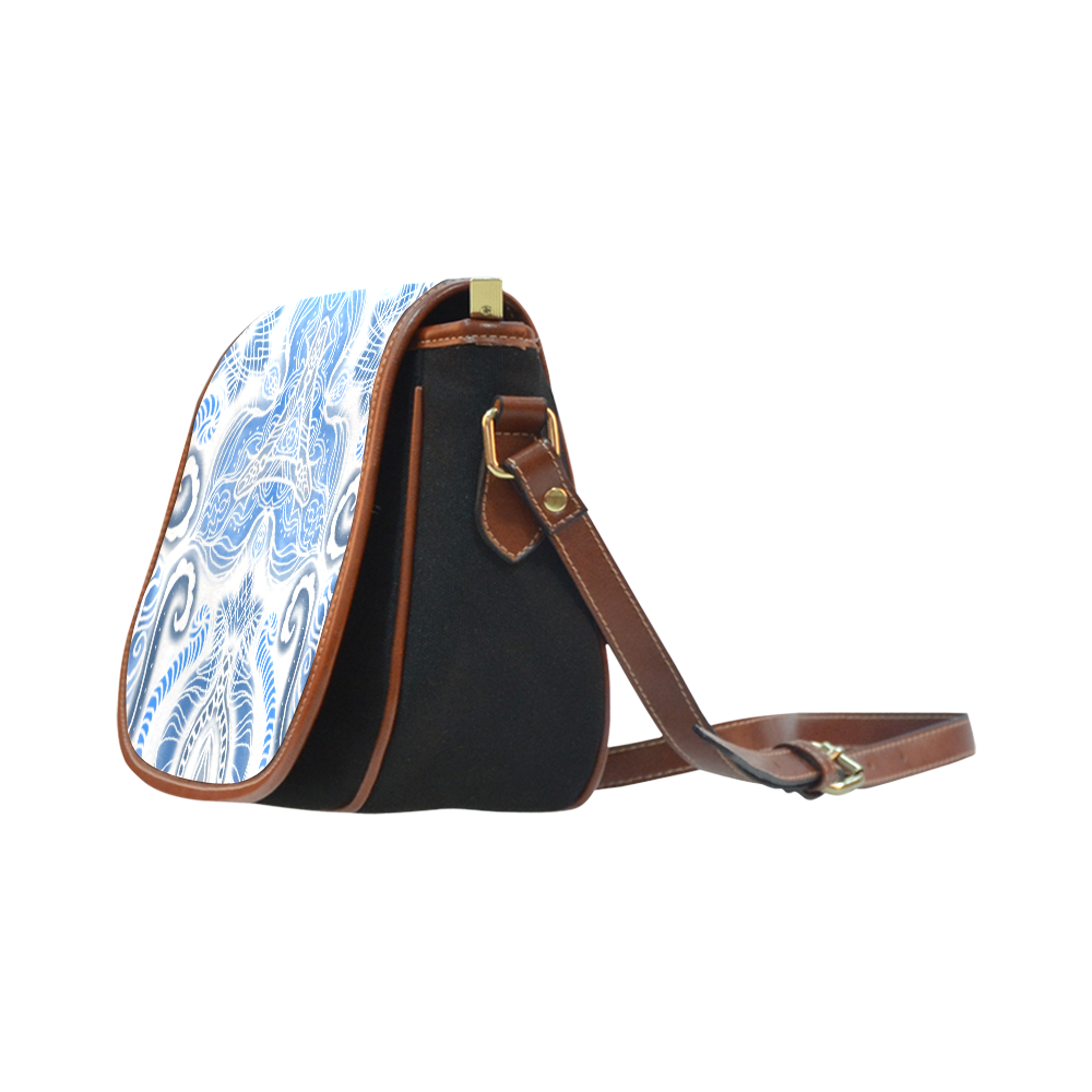 blue tile 2 Saddle Bag/Small (Model 1649)(Flap Customization)
