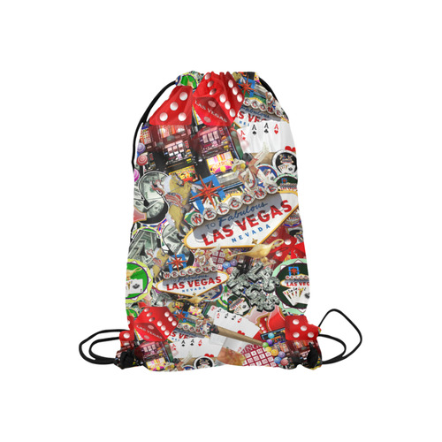 Las Vegas Icons - Gamblers Delight Small Drawstring Bag Model 1604 (Twin Sides) 11"(W) * 17.7"(H)