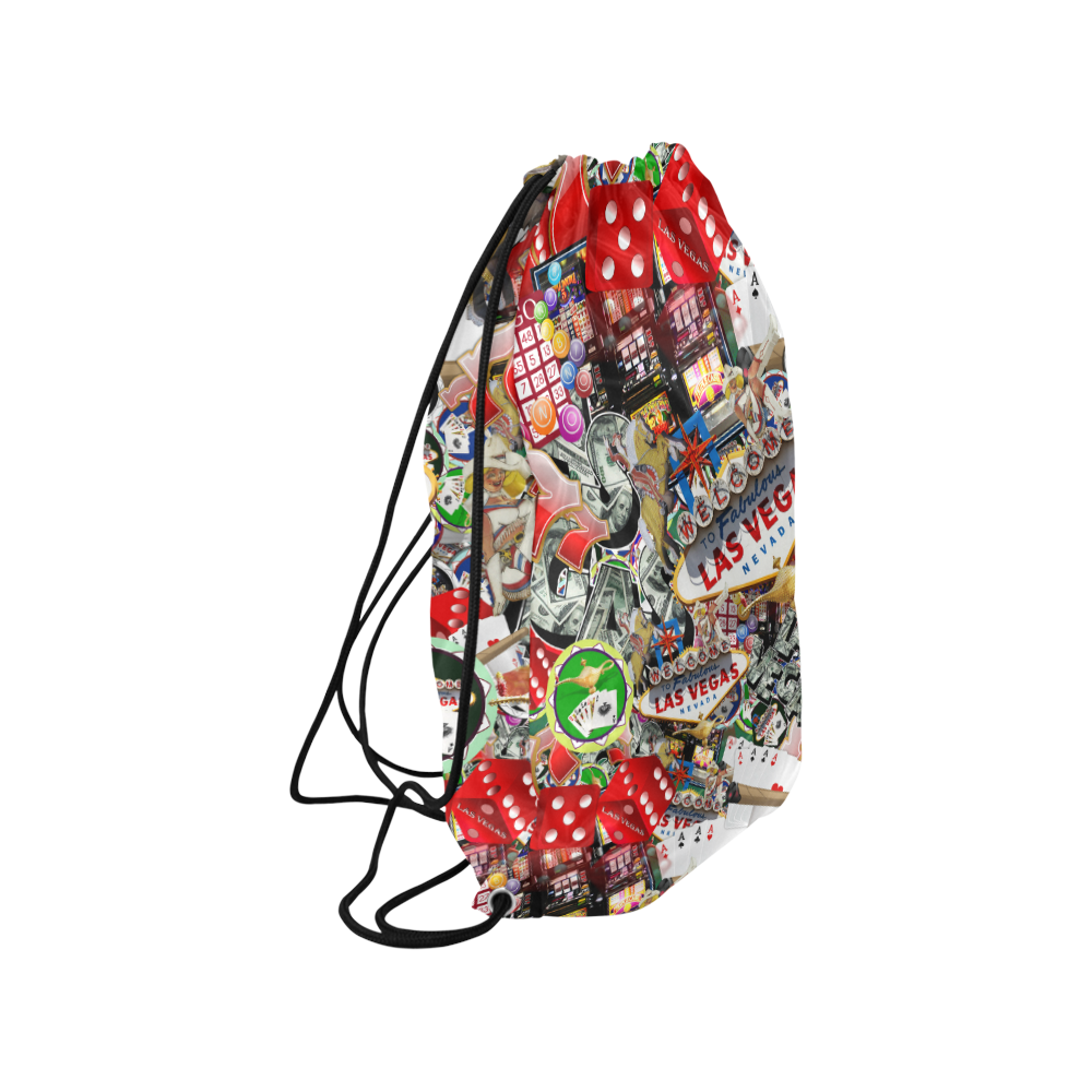 Las Vegas Icons - Gamblers Delight Medium Drawstring Bag Model 1604 (Twin Sides) 13.8"(W) * 18.1"(H)