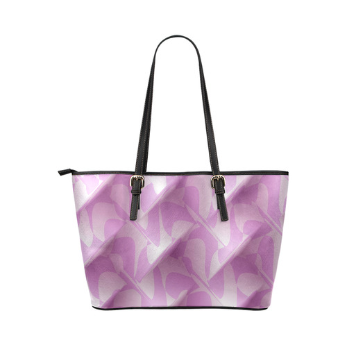 Subtle Light Purple Cubik - Jera Nour Leather Tote Bag/Large (Model 1651)