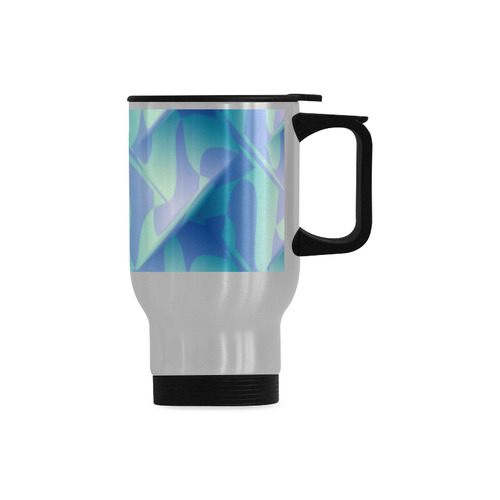 Subtle Blue Cubik - Jera Nour Travel Mug (Silver) (14 Oz)