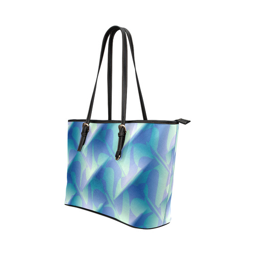 Subtle Blue Cubik - Jera Nour Leather Tote Bag/Large (Model 1651)