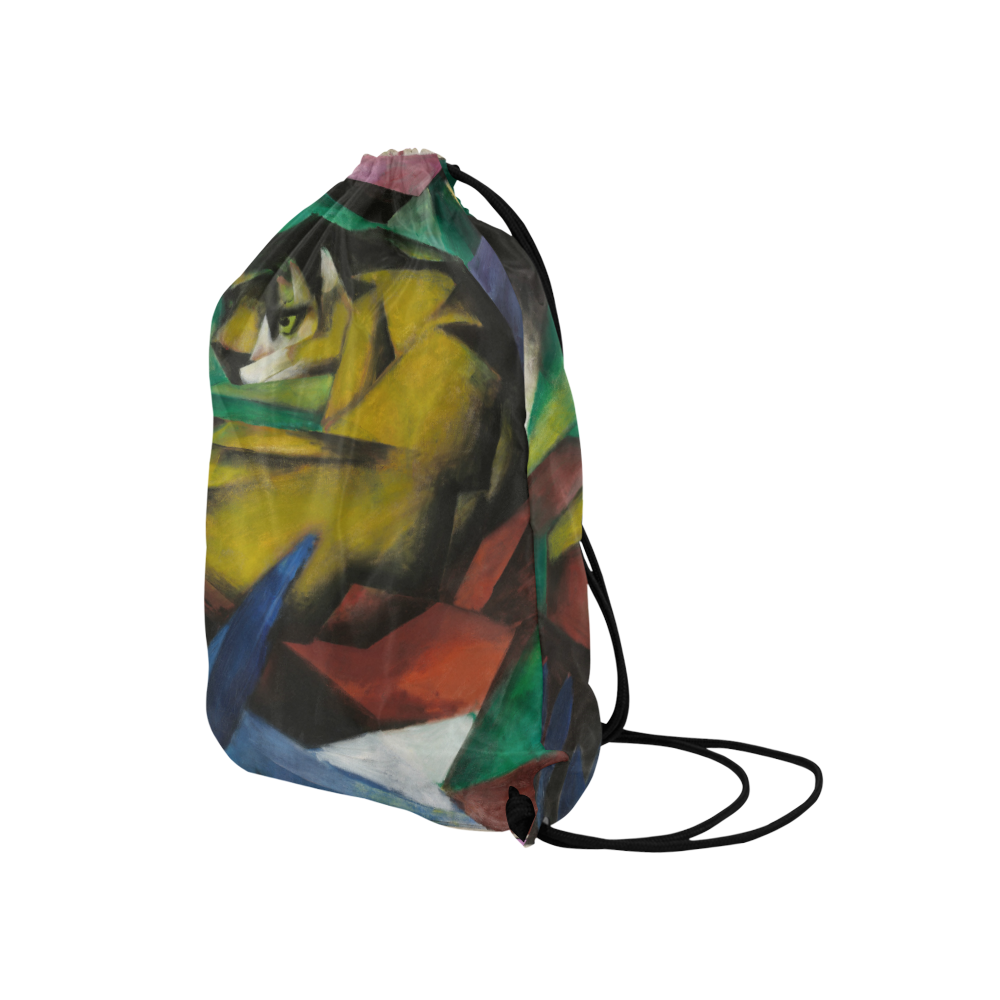 The Tiger by Franz Marc Medium Drawstring Bag Model 1604 (Twin Sides) 13.8"(W) * 18.1"(H)