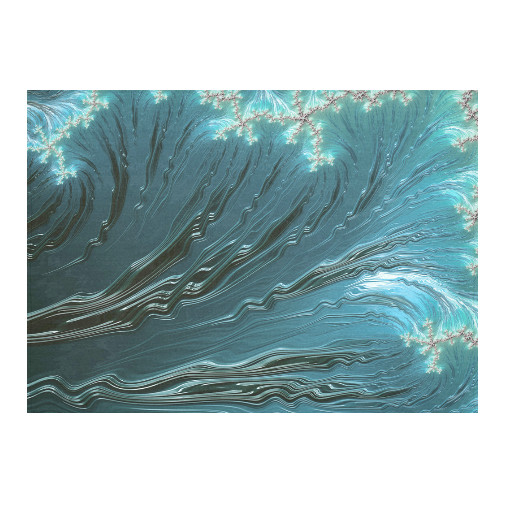 Big Wave Fine Fractal Ocean Wave Cotton Linen Tablecloth 60"x 84"