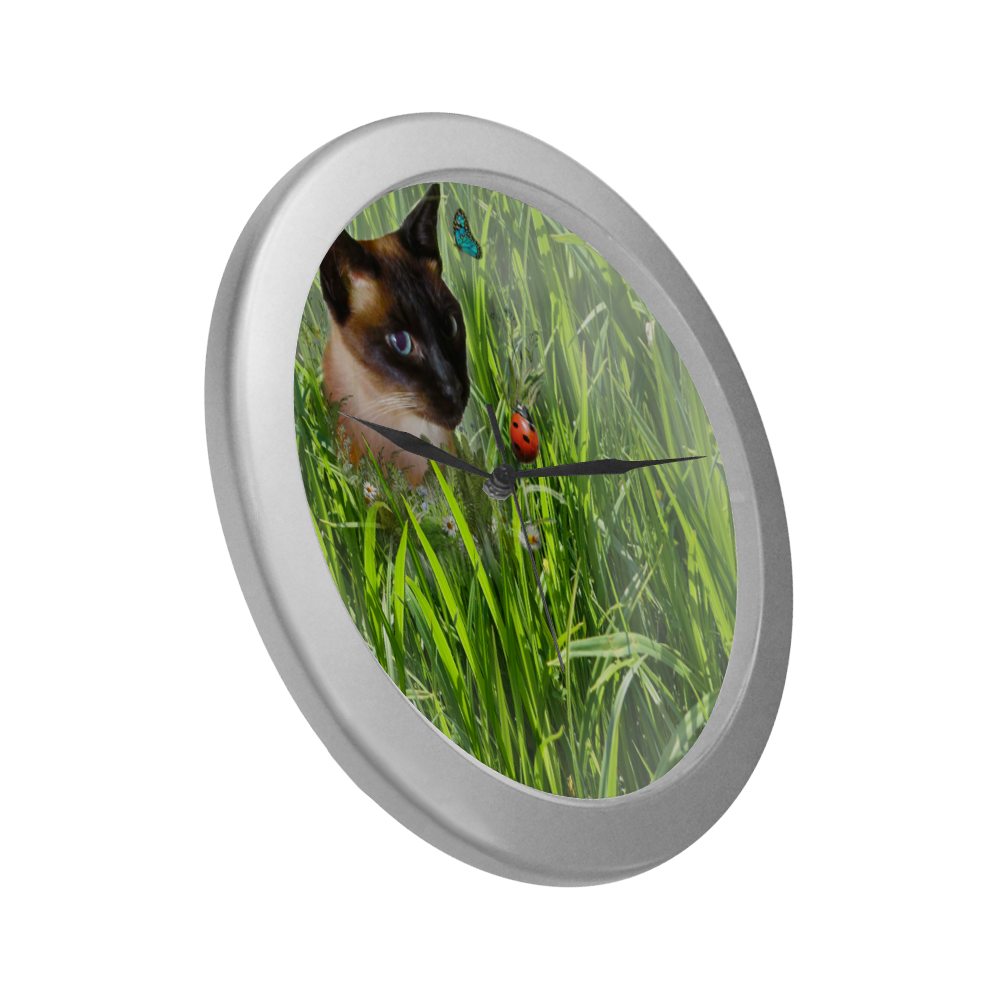 sophie in tall grass Silver Color Wall Clock