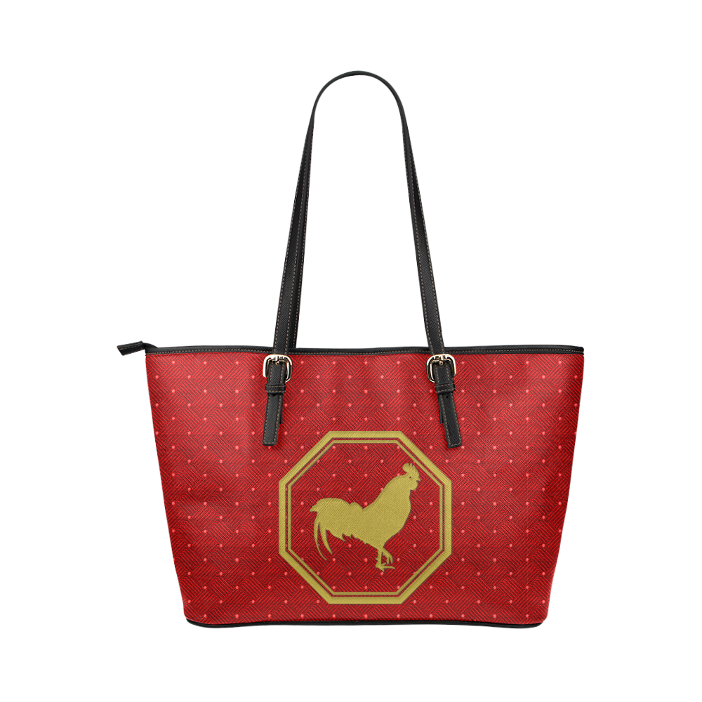 2017 year of the rooster Leather Tote Bag/Large (Model 1651)