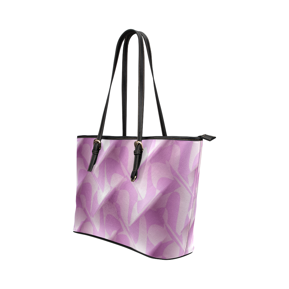 Subtle Light Purple Cubik - Jera Nour Leather Tote Bag/Large (Model 1651)