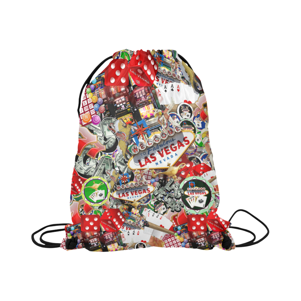 Las Vegas Icons - Gamblers Delight Large Drawstring Bag Model 1604 (Twin Sides)  16.5"(W) * 19.3"(H)