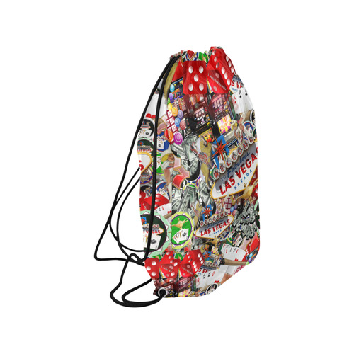 Las Vegas Icons - Gamblers Delight Small Drawstring Bag Model 1604 (Twin Sides) 11"(W) * 17.7"(H)