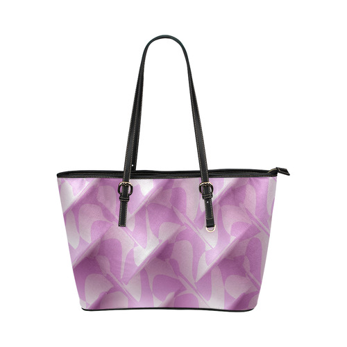 Subtle Light Purple Cubik - Jera Nour Leather Tote Bag/Large (Model 1651)