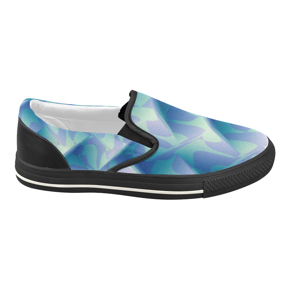Subtle Blue Cubik - Jera Nour Women's Slip-on Canvas Shoes (Model 019)