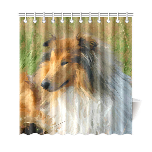 Collie Dog in Grassy Field Shower Curtain 69"x72"