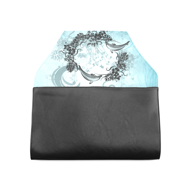 Jumping dolphin with flowers Clutch Bag (Model 1630)