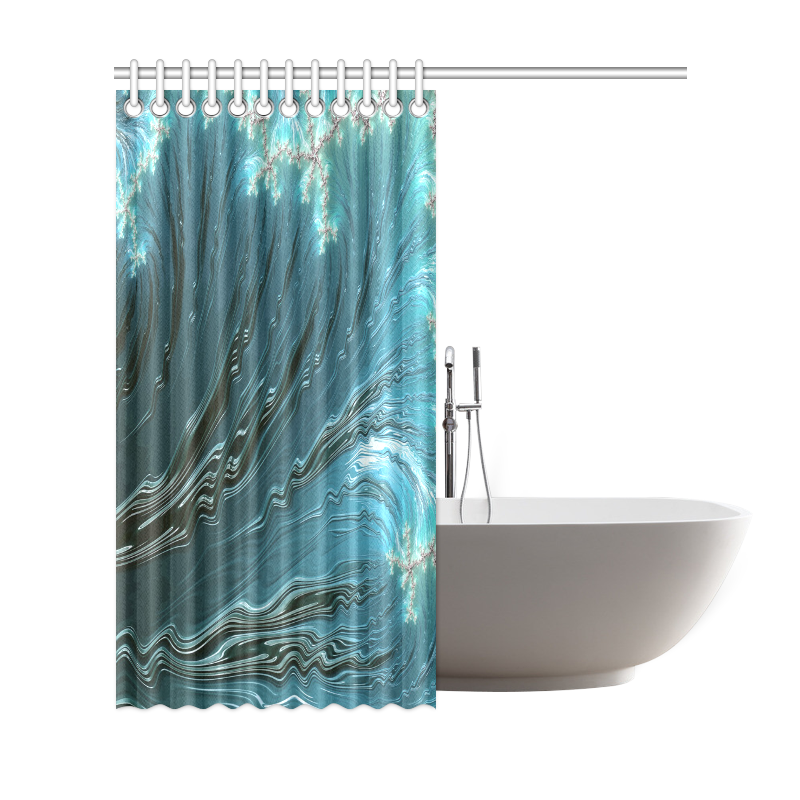 Big Wave Fine Fractal Waves Ocean Shower Curtain 69"x72"