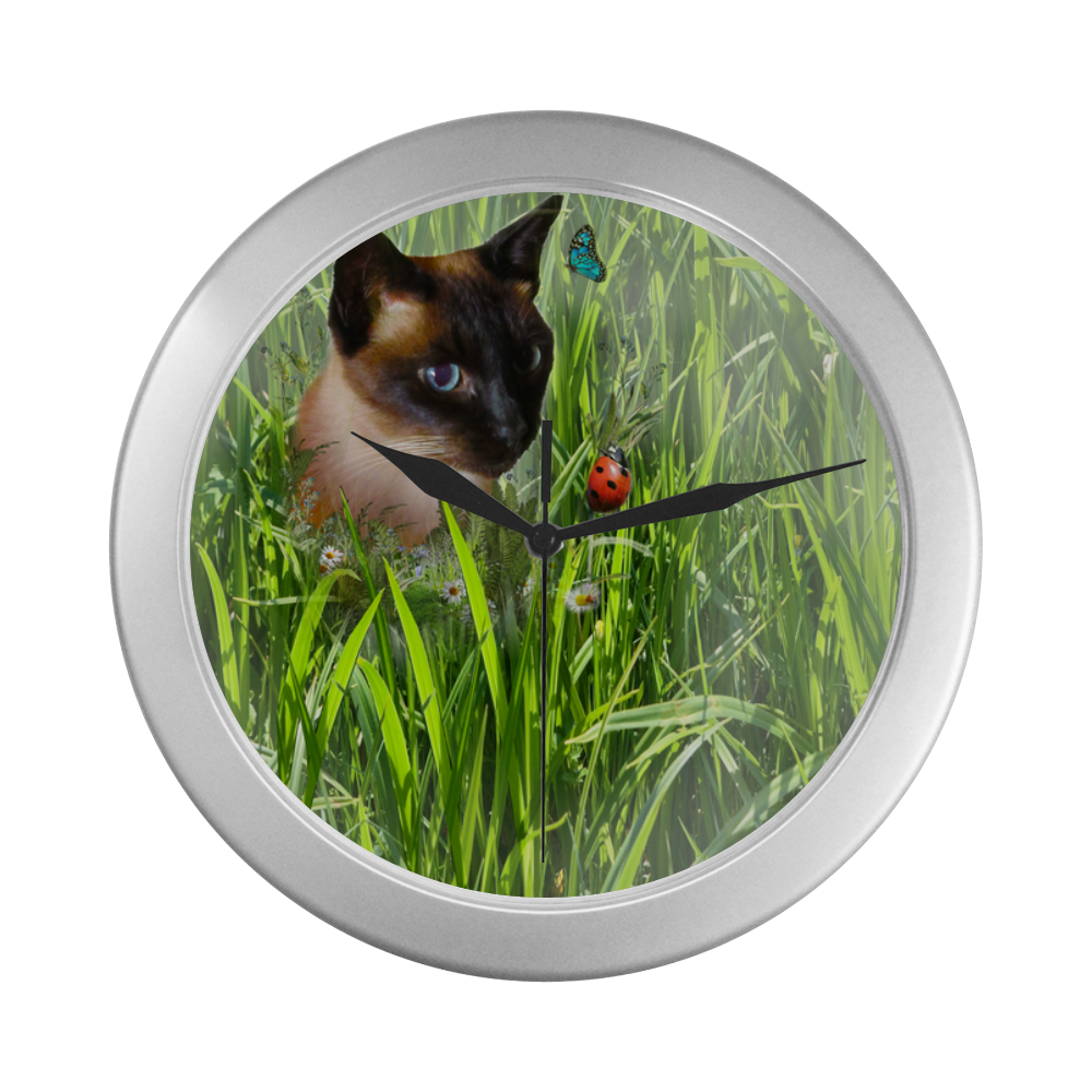 sophie in tall grass Silver Color Wall Clock