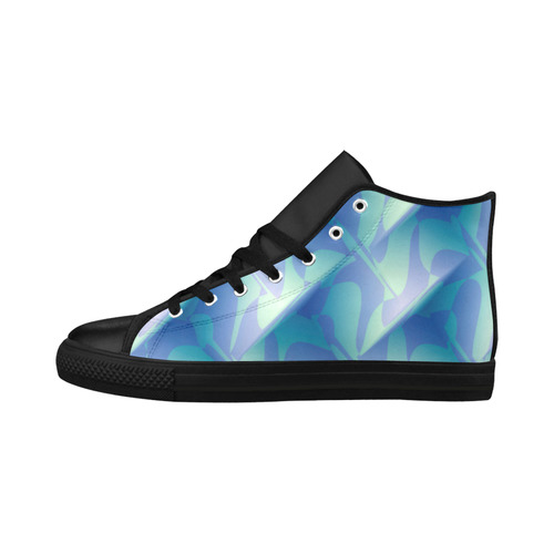 Subtle Blue Cubik - Jera Nour Aquila High Top Microfiber Leather Men's Shoes/Large Size (Model 032)