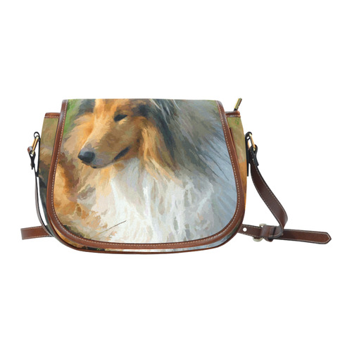 Collie Dog in Grassy Field Saddle Bag/Large (Model 1649)
