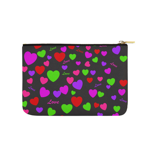 Love And Hearts Black Carry-All Pouch 9.5''x6''