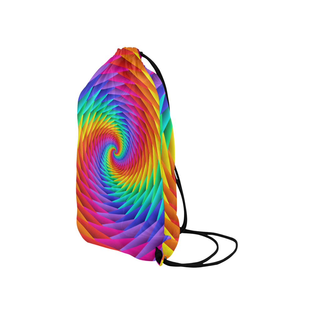 Psychedelic Rainbow Spiral Small Drawstring Bag Model 1604 (Twin Sides) 11"(W) * 17.7"(H)