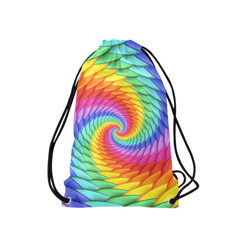 Psychedelic Rainbow Spiral Small Drawstring Bag Model 1604 (Twin Sides) 11"(W) * 17.7"(H)