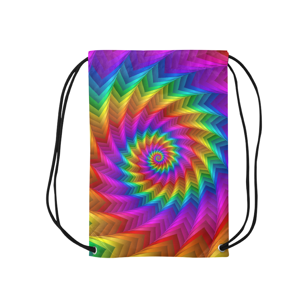 Psychedelic Rainbow Spiral Small Drawstring Bag Model 1604 (Twin Sides) 11"(W) * 17.7"(H)