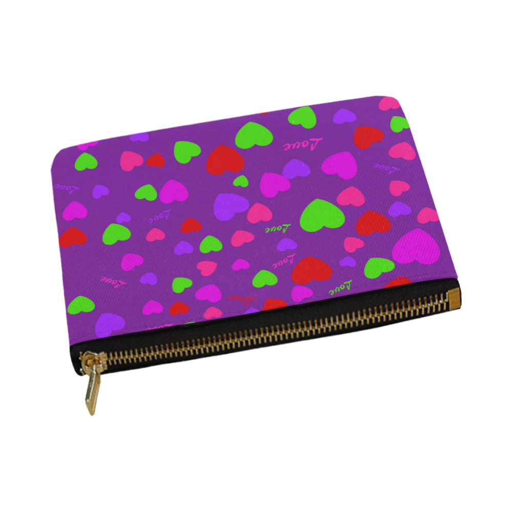 Love And Hearts Purple Carry-All Pouch 12.5''x8.5''
