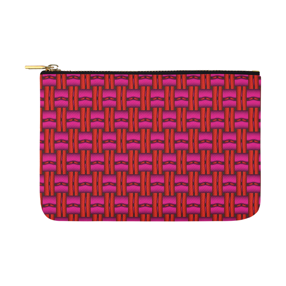 Red Pink Basket Weave Carry-All Pouch 12.5''x8.5''