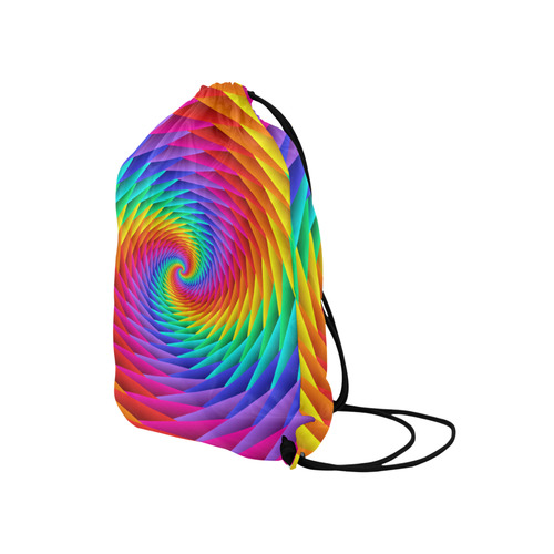 Psychedelic Rainbow Spiral Medium Drawstring Bag Model 1604 (Twin Sides) 13.8"(W) * 18.1"(H)