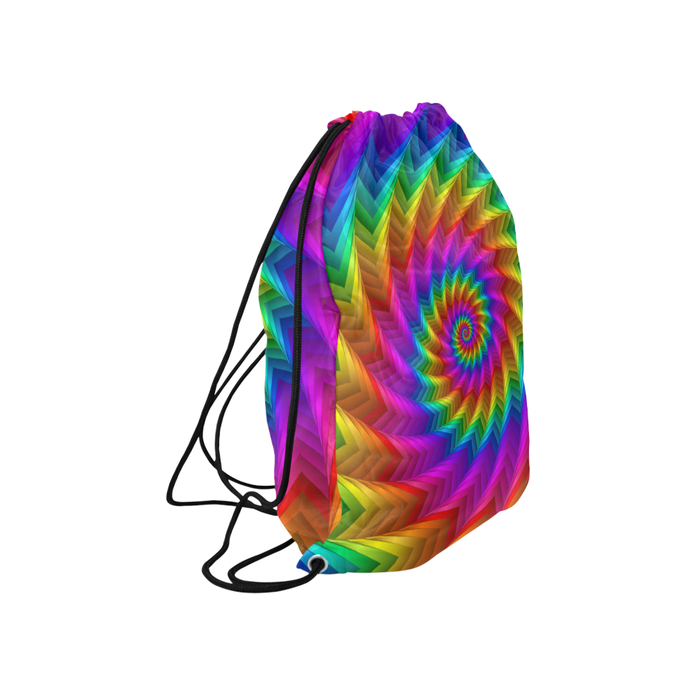 Psychedelic Rainbow Spiral Large Drawstring Bag Model 1604 (Twin Sides)  16.5"(W) * 19.3"(H)