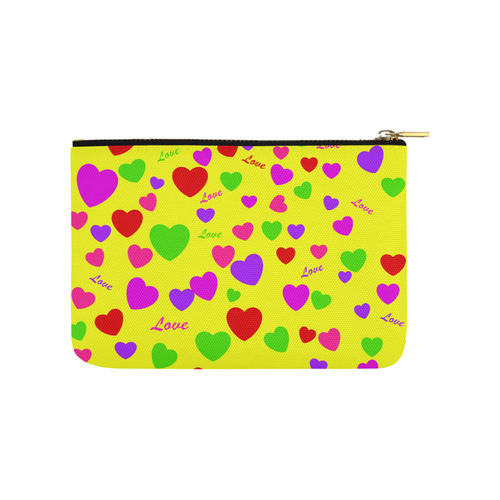 Love And Hearts Yellow Carry-All Pouch 9.5''x6''