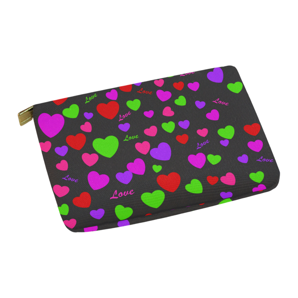 Love And Hearts Black Carry-All Pouch 12.5''x8.5''