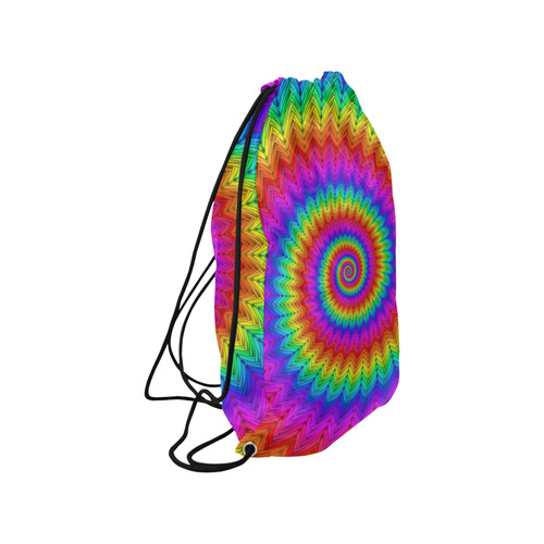 Psychedelic Rainbow Spiral Small Drawstring Bag Model 1604 (Twin Sides) 11"(W) * 17.7"(H)