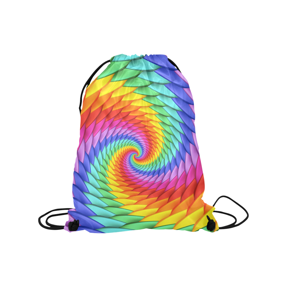 Psychedelic Rainbow Spiral Medium Drawstring Bag Model 1604 (Twin Sides) 13.8"(W) * 18.1"(H)