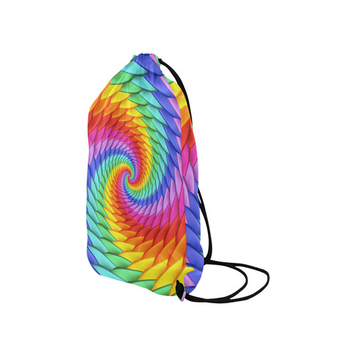 Psychedelic Rainbow Spiral Small Drawstring Bag Model 1604 (Twin Sides) 11"(W) * 17.7"(H)