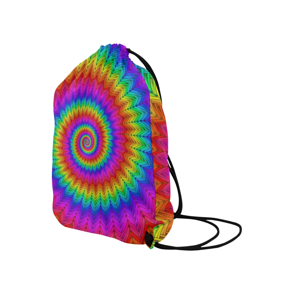 Psychedelic Rainbow Spiral Large Drawstring Bag Model 1604 (Twin Sides)  16.5"(W) * 19.3"(H)