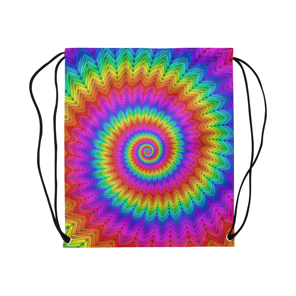 Psychedelic Rainbow Spiral Large Drawstring Bag Model 1604 (Twin Sides)  16.5"(W) * 19.3"(H)