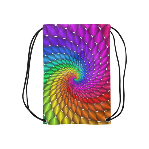 Psychedelic Rainbow Spiral Small Drawstring Bag Model 1604 (Twin Sides) 11"(W) * 17.7"(H)