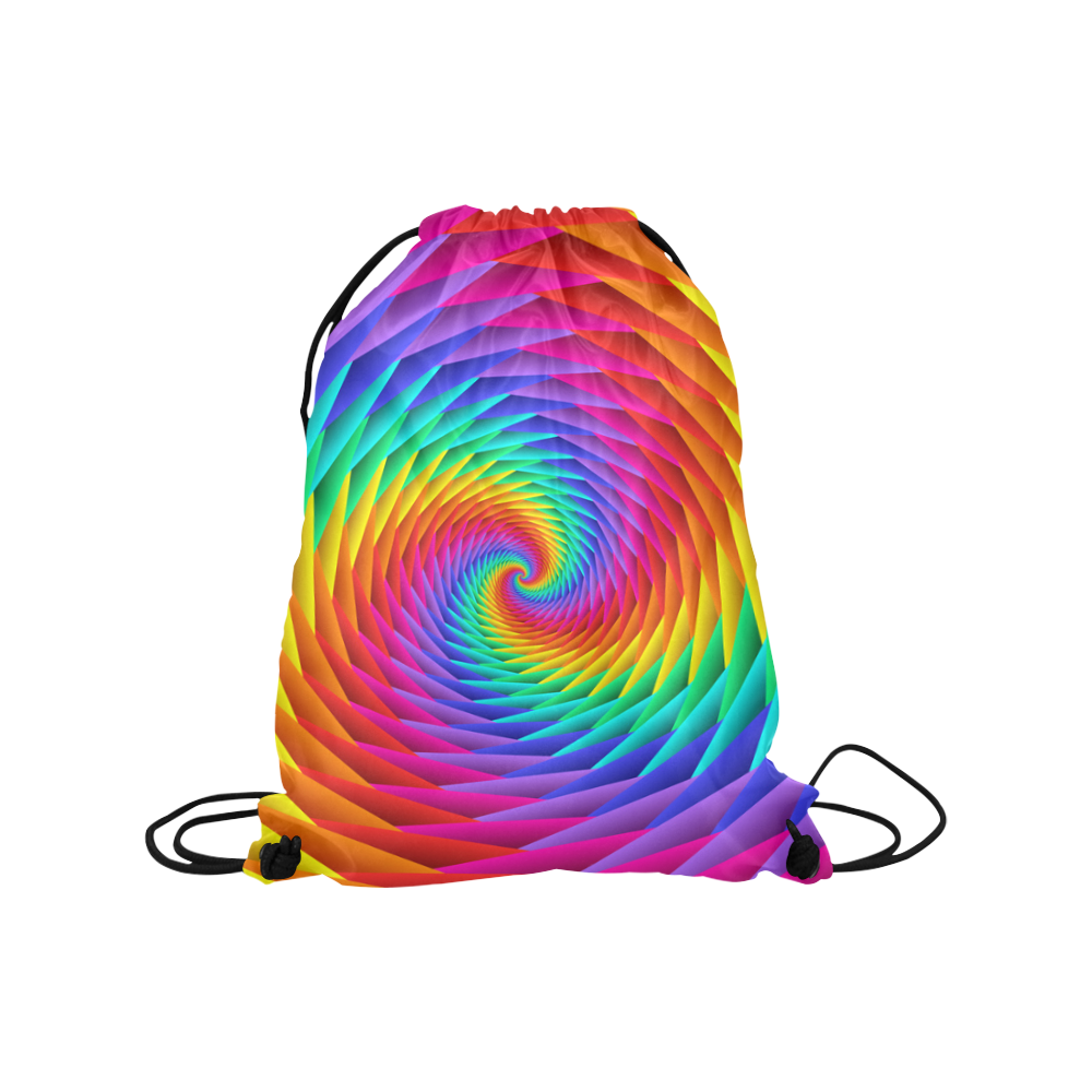 Psychedelic Rainbow Spiral Medium Drawstring Bag Model 1604 (Twin Sides) 13.8"(W) * 18.1"(H)