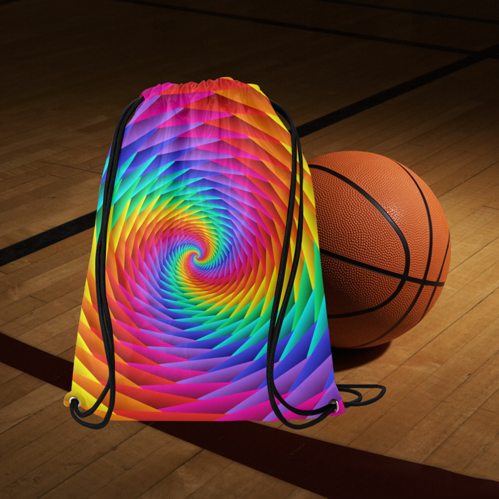 Psychedelic Rainbow Spiral Medium Drawstring Bag Model 1604 (Twin Sides) 13.8"(W) * 18.1"(H)