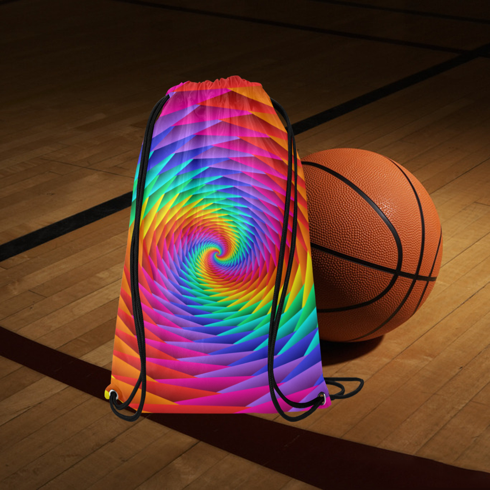 Psychedelic Rainbow Spiral Small Drawstring Bag Model 1604 (Twin Sides) 11"(W) * 17.7"(H)